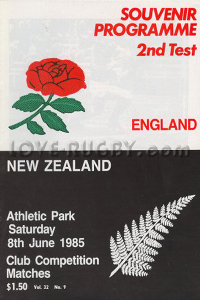 1985 New Zealand v England  Rugby Programme